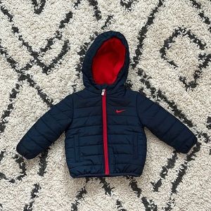 Toddler Boy Nike Puffer Zip Hooded Jacket - Navy - 12M
